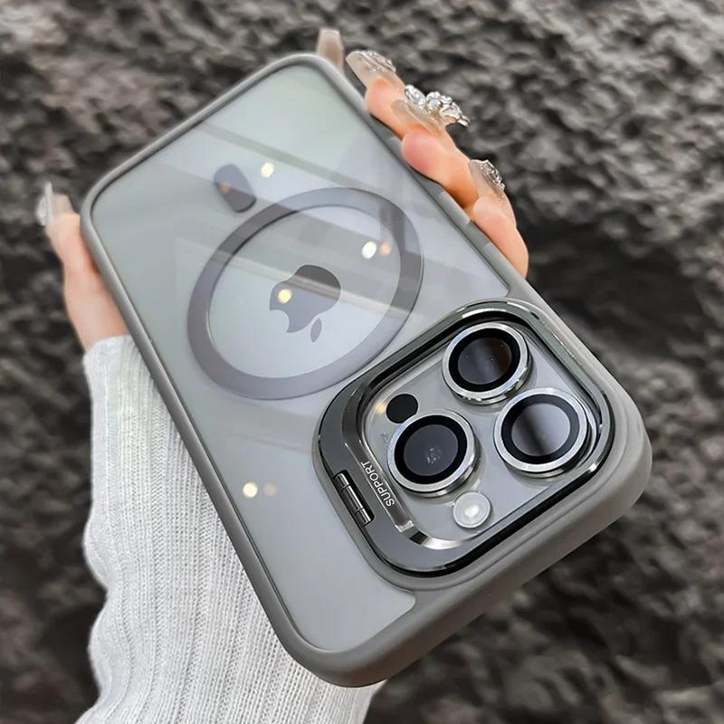 Magnetic Mag Safe Case with Camera Lens Protector Film For iPhone 16 15 14 13 12 Pro Max Plus Camera Ring Kickstand