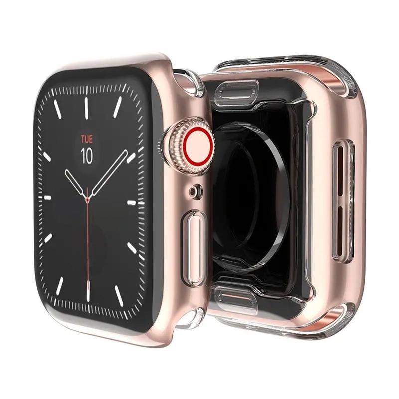 2 In 1 Smart Watch Case & Screen Protector Kit, Anti-fall Fashionable Comfortable Soft TPU Full Coverage Smart Watch Case, Compatible with Apple Watch SE 8 7 6 5 4 3 2 1, Smart Watch Accessories