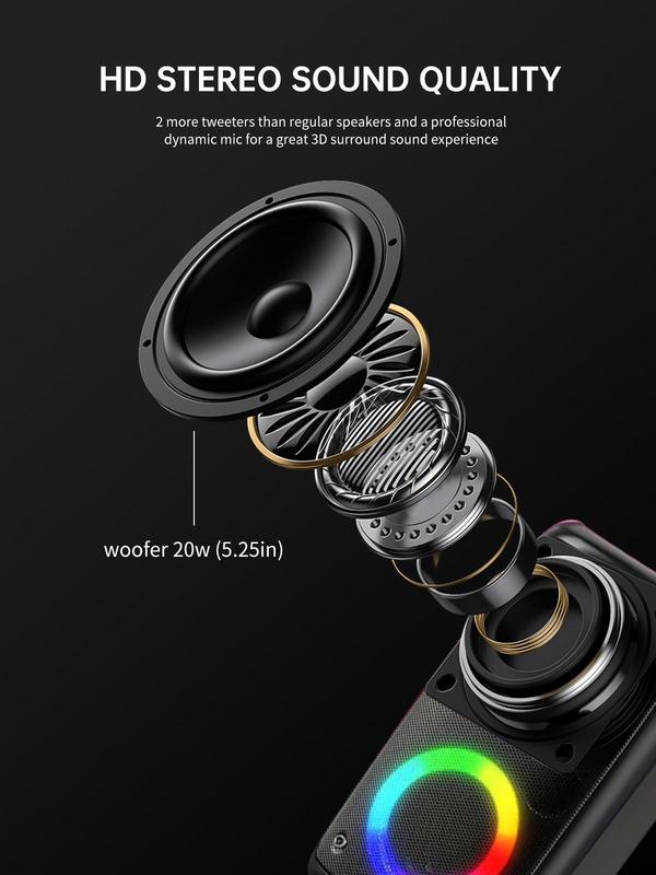 AM-2301 3D Surround Sound Bluetooth Speaker, High Quality Sound, Wireless Connectivity Audio Compact,  Wireless Bluetooth Speaker, Outdoor Wireless Speaker, Bluetooth Speaker with RGB Breathing Light, 3D Stereo Surround Sound Speaker