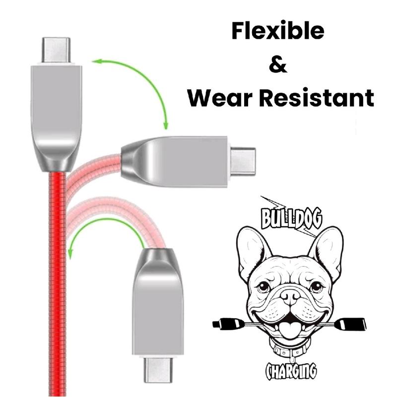 Bulldog Stainless Steel Fast Charging Cable *available in Type-C, Lighting for iPhone Apple, & Micro USB devices* type-c fast