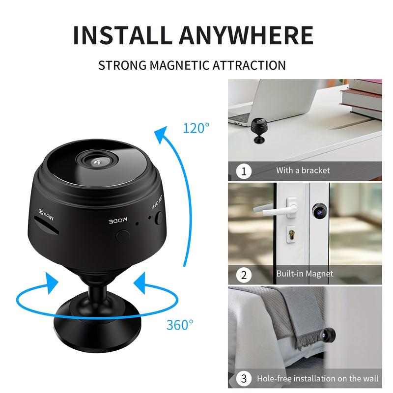 Wireless Mini Camera with Magnetic Back Cover, USB Rechargeable, Non-Waterproof, ≤ 36V Working Voltage, Support Wi-Fi, Rechargeable Lithium Polymer Battery, Suitable for Home, Pet, Vehicle Monitoring