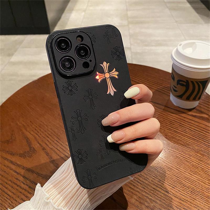 For iPhone 16 15 14 13 12 11 Pro Max gradient laser illuminated cross anti drop phone case,For iPhone 15 14Plus premium leather back panel phone case Accessories Cellphone Protective Cover Devices Shockproof