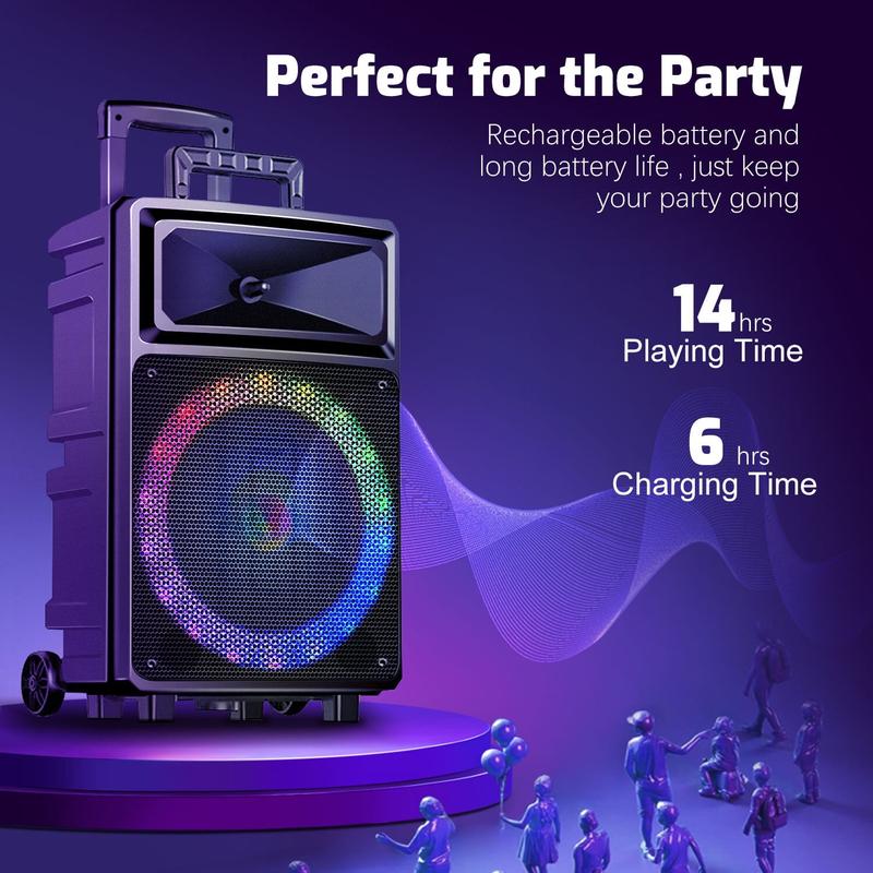 Karaoke Machine with 2 Wireless Microphones, Bluetooth Speaker, and Portable PA System – Includes FM Radio and 12