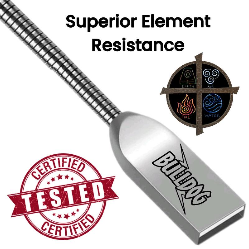 Bulldog Stainless Steel Fast Charging Cable *available in Type-C, Lighting for iPhone Apple, & Micro USB devices* type-c fast