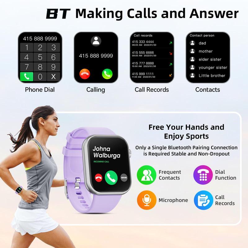 Smart Watch for Women Man (Answer Make Call), 1.85 Inch Fitness Tracker with Pedometer & Multiple Sports Modes, Touch Screen Watch, Fitness Watch for Android iPhone, Back To School Gifts, Boyfriend Gift