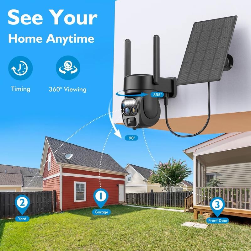 Solar Security 360 Camera - Solar-Powered Outdoor Surveillance for Home and Garden screencleaner