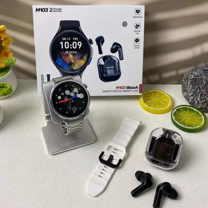 Newly Launched Latest Smartwatch M103 With Earphone Double Straps Series 9 Smartwatches Pk I8 Ultra I9 Ultra T55 Pro Max