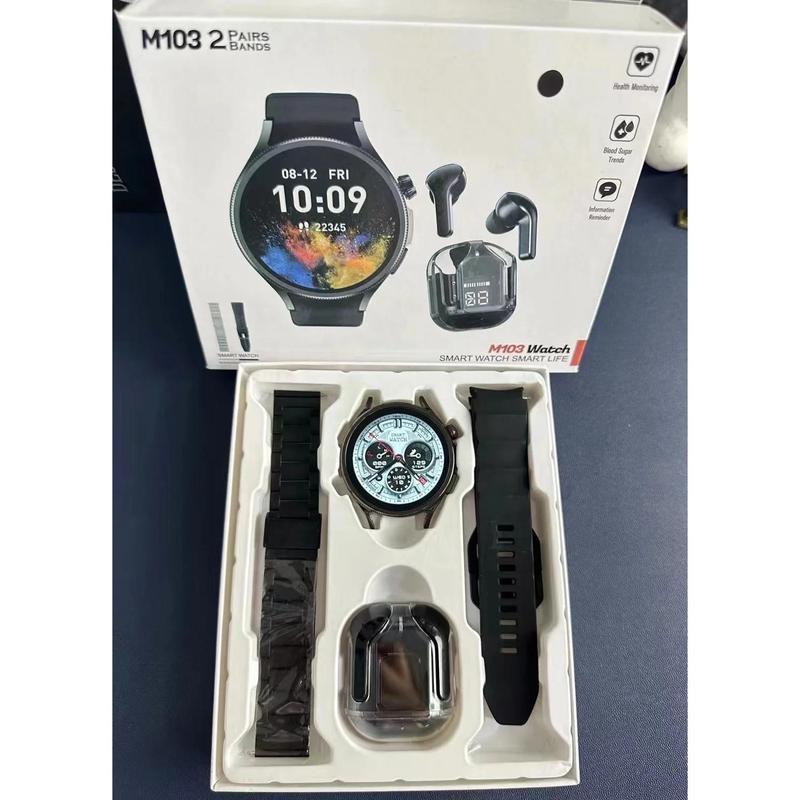 Newly Launched Latest Smartwatch M103 With Earphone Double Straps Series 9 Smartwatches Pk I8 Ultra I9 Ultra T55 Pro Max