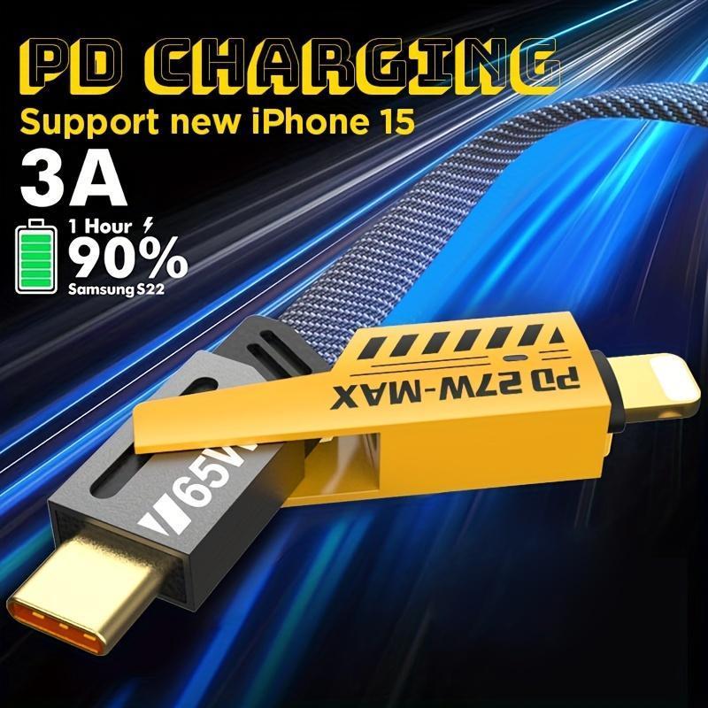 Whatook 4 in 1 charging cable, fast charging, dual head Type C USB for iphone, ipad, Samsung