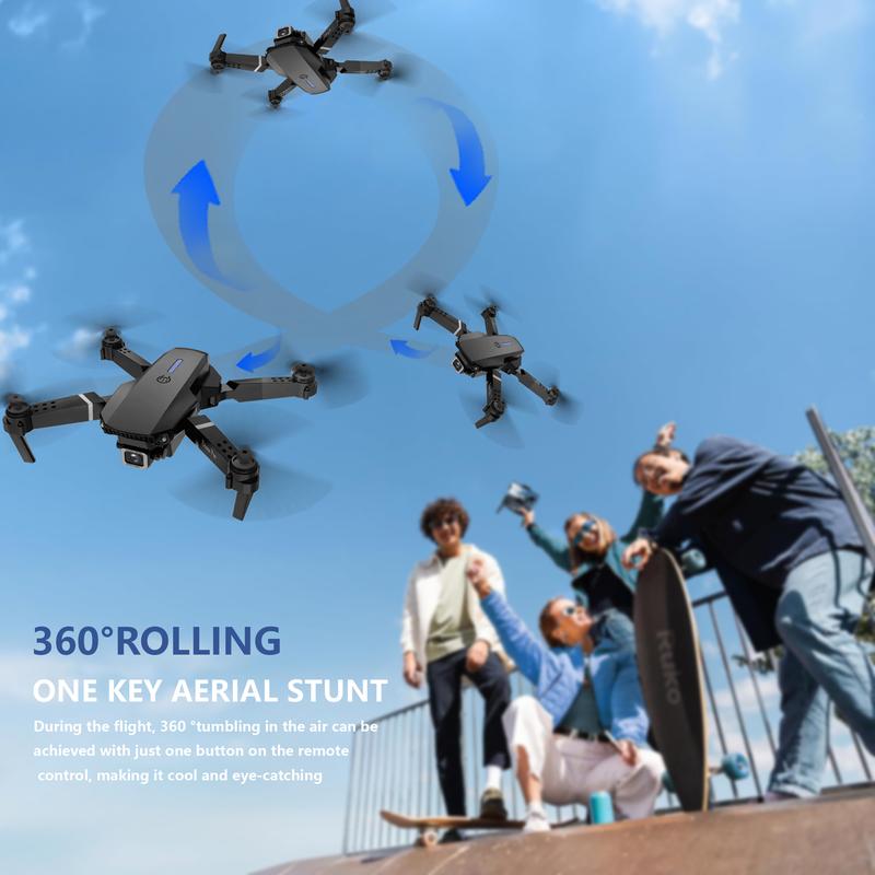 E88 Foldable Dual Camera Drone - Flight Stability, One Click Hover, Adjustable Angle, Route Planning - Ideal Gift for Beginners, Indoor Outdoor Fun, Dual Battery Set, Perfect Choice for Christmas, Halloween, and Thanksgiving