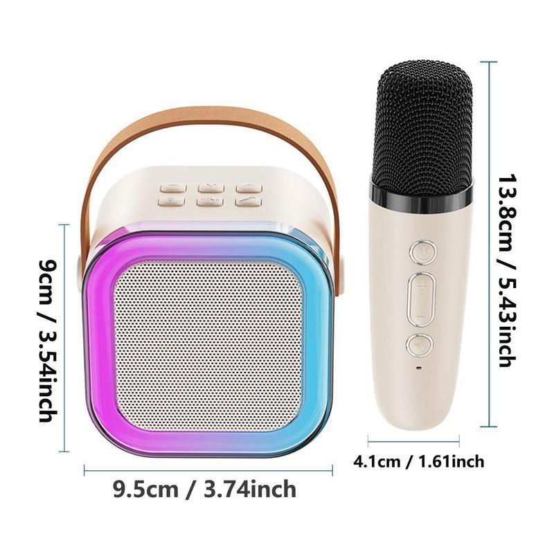 Fall Portable Wireless Karaoke Speaker with Microphone, KTV Speaker Subwoofer with RB Colorful LED Lights, Karaoke Machine Sound System for Outdoor Portable Mini