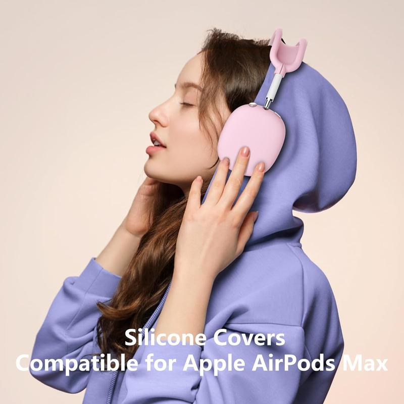 Silicone Case Cover for AirPods Max, Ear Pad Case Cover Ear Cups Cover Headband Cover for AirPods Max Headphones, Accessories Soft Silicone Protector for Apple AirPods Max New USB-C (2024) (Pink)