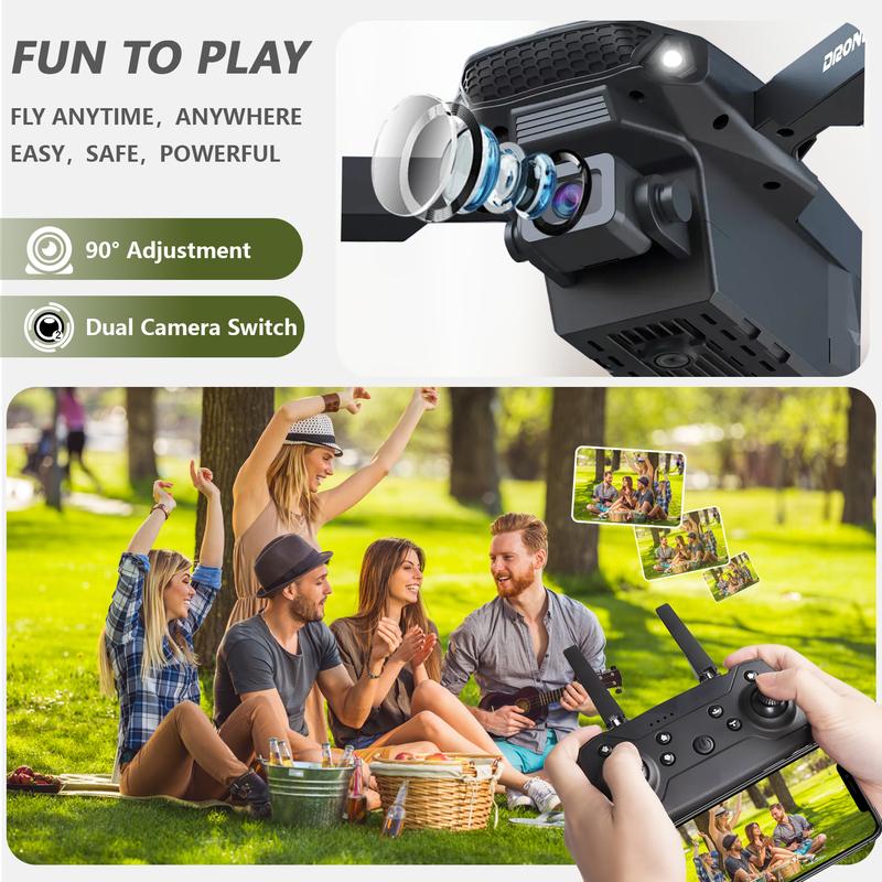 E88 Foldable Dual Camera Drone - Flight Stability, One Click Hover, Adjustable Angle, Route Planning - Ideal Gift for Beginners, Indoor Outdoor Fun, Dual Battery Set, Perfect Choice for Christmas, Halloween, and Thanksgiving