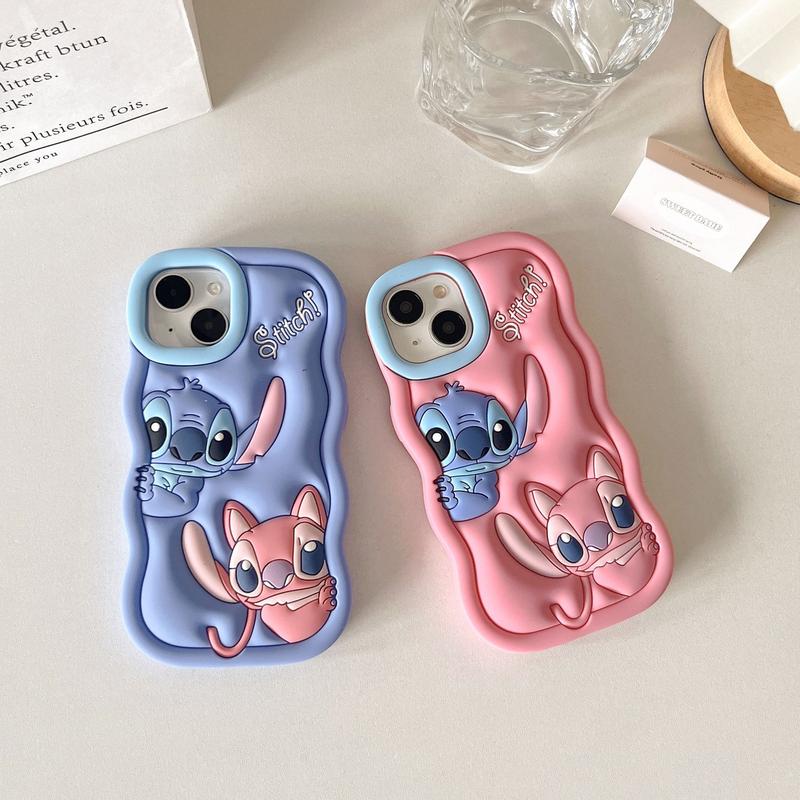 Cute Cartoon 3D Character Stitch Design iPhone Case for Girls Boys Women Teens Kawaii Unique Fun Cool Funny Silicone Soft Shockproof Cover