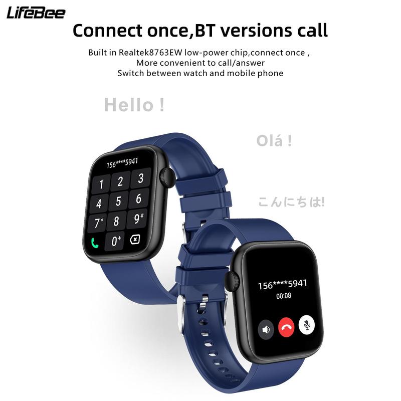 LIFEBEE 1.85 Inch Smart Watch for Men Women, Fashionable Digital Smart Watch with Wireless Calling, Waterproof Fitness Tracker Sport Watch, Watches for Men & Women