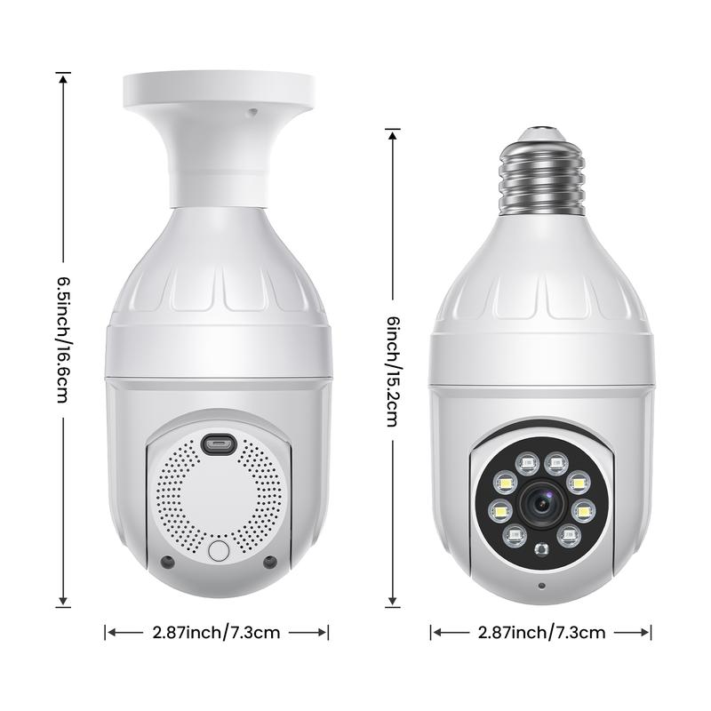 Light Bulb Security Camera, Human Detection & Human Track, Color Night Vision, Instant Alert, Cloud Storage Service, 1080P , 355° Pan Tilt Panoramic Surveillance Camera, Smart Motion Detection, Two-Way Audio, 2.4Ghz WiFi Only