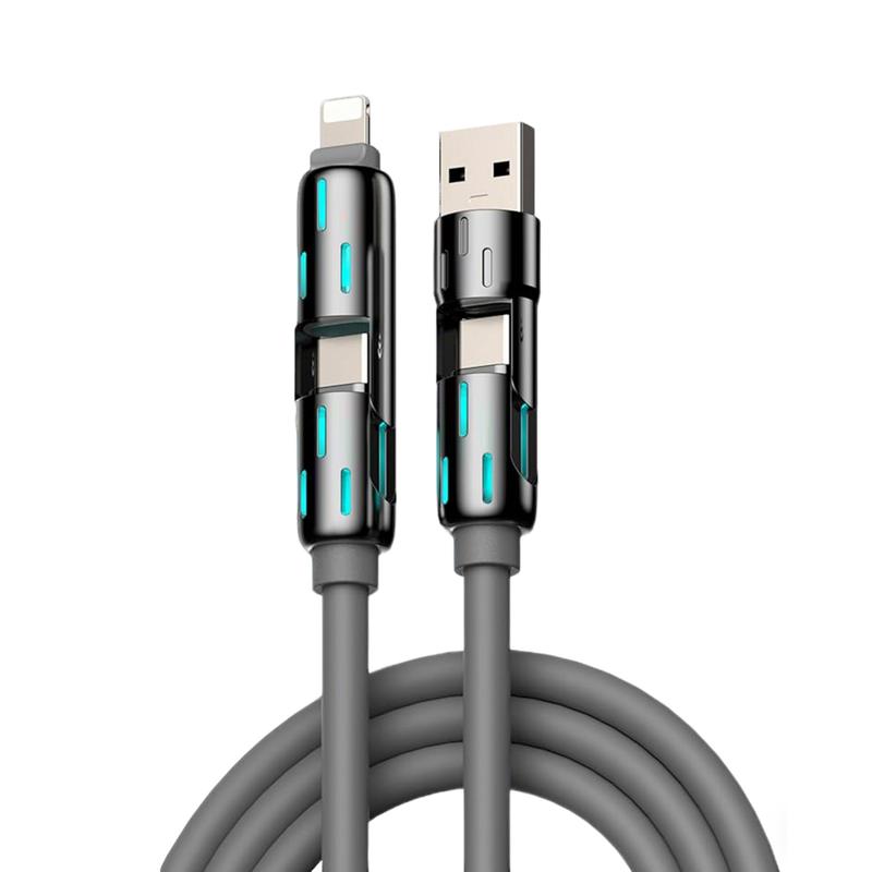 MFish 4-in-1 Multi USB Charging Cable with USB A,Type C, Lightning -MAX 240W Fast Charging & Data Sync for iPhone 16 15, iPad Pro, Samsung & Laptops