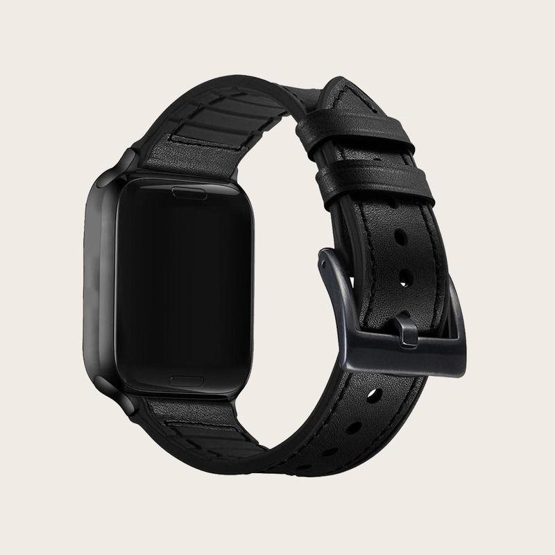 Vintage Style Leather Sport Strap, 1 Count Soft Silicone Hybrid Strap For Apple Watch Ultra SE 8 7 6 5 4 3 2 1 Series, Smartwatch Wristband For Men & Women