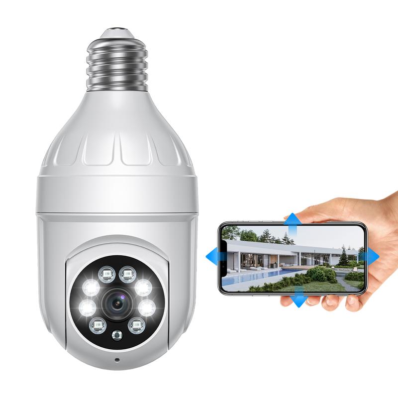 Light Bulb Security Camera, Human Detection & Human Track, Color Night Vision, Instant Alert, Cloud Storage Service, 1080P , 355° Pan Tilt Panoramic Surveillance Camera, Smart Motion Detection, Two-Way Audio, 2.4Ghz WiFi Only