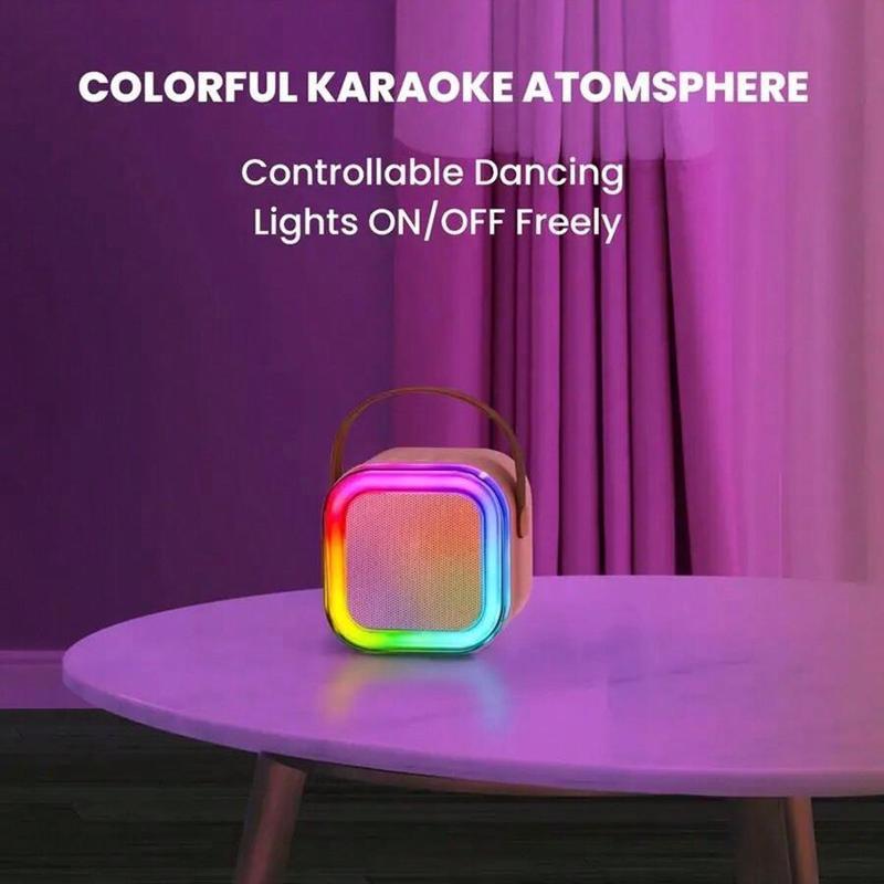 Fall Portable Wireless Karaoke Speaker with Microphone, KTV Speaker Subwoofer with RB Colorful LED Lights, Karaoke Machine Sound System for Outdoor Portable Mini