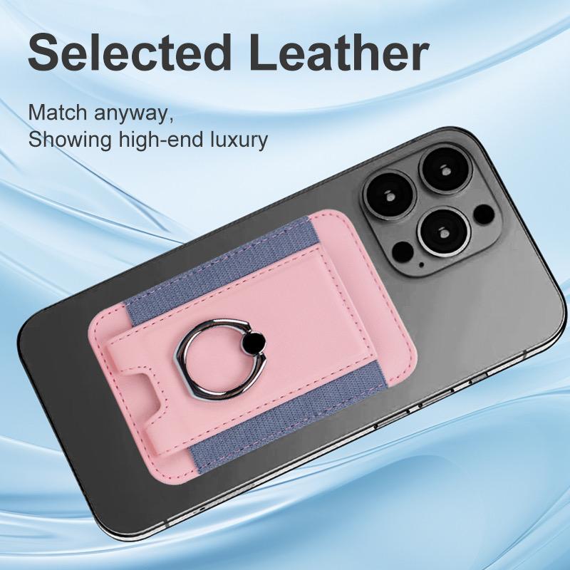 FUNCAT GLOBAL Magnetic Card holder.  Fit iPhone 12 13 14 15 16, Leather Card Case. Ring design: Can be use as Phone Stand.