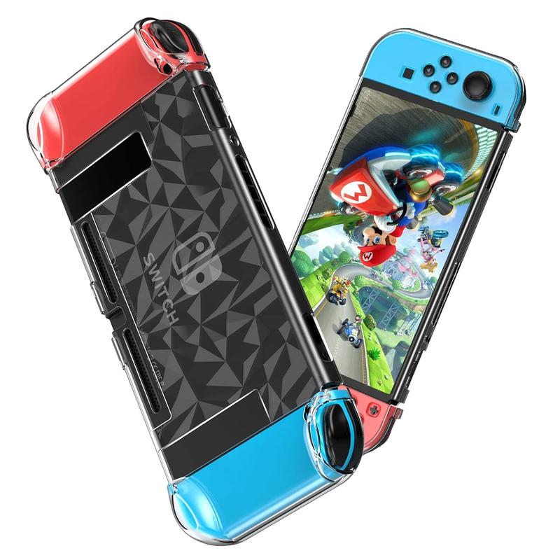 Switch Case for Nintendo Switch Case Dockable with Screen Protector, Clear Protective Case Cover for Nintendo Switch and JoyCon Controller with a Switch Tempered Glass Screen Protector