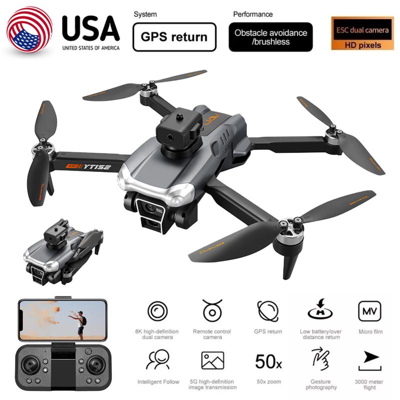 Brushless Motor Drone with Camera for Adults obstacle avoidance function  Adjustable Lens Wind protection level 4 One Touch Takeoff Landing Altitude 40KM H Hold Mini Foldable Drone RC Quadcopter