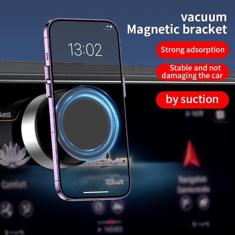 Vacuum Magnetic Suction Wireless Fast Charging Car Phone Holder, 360 Degree Rotatable Car Phone Holder, Multipurpose Car Phone Mount for Car, Wall, Mirror