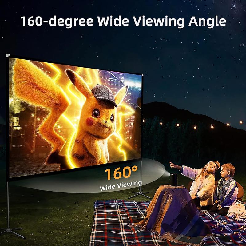 Portable Projector Screen with Stand Outdoor: Camping Projection Screen 80 inch 4K Movie Screen for Home Backyard Indoor 16:9 HD