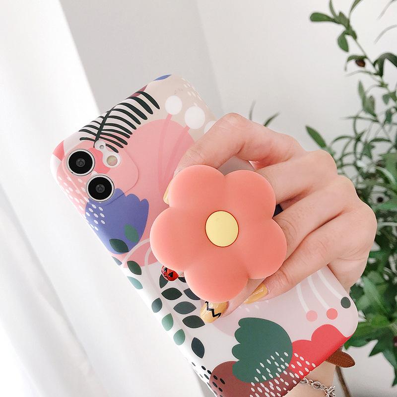 Ins Cute Colorful Flowers Foldable Mobile Phone Stand Holder Finger Ring Grip Bracket For iPhone 14 Pro Max Samsung A54 Xiaomi