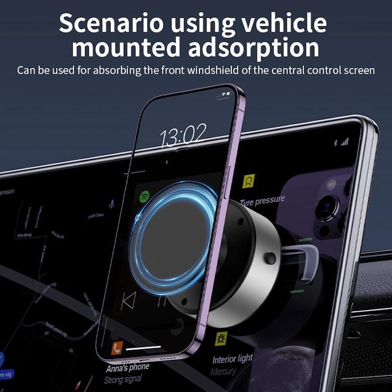 Vacuum Magnetic Suction Wireless Fast Charging Car Phone Holder, 360 Degree Rotatable Car Phone Holder, Multipurpose Car Phone Mount for Car, Wall, Mirror