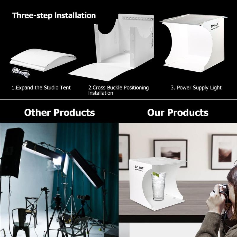 Qulable Photo Studio Box, Mini Photo Shooting Tent Kit, Foldable Photography Lighting Softbox with 6 Colors Photography Backdrops for Advertising Photography Lighting Tool (20 cm Light Box)