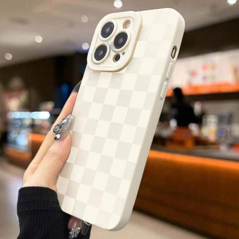 Fashion Checkerboard Pattern Phone Case, Full Body Shockproof Phone Protective Cover, Phone Accessory Compatible with iPhone 11 12 13 14 15 Series