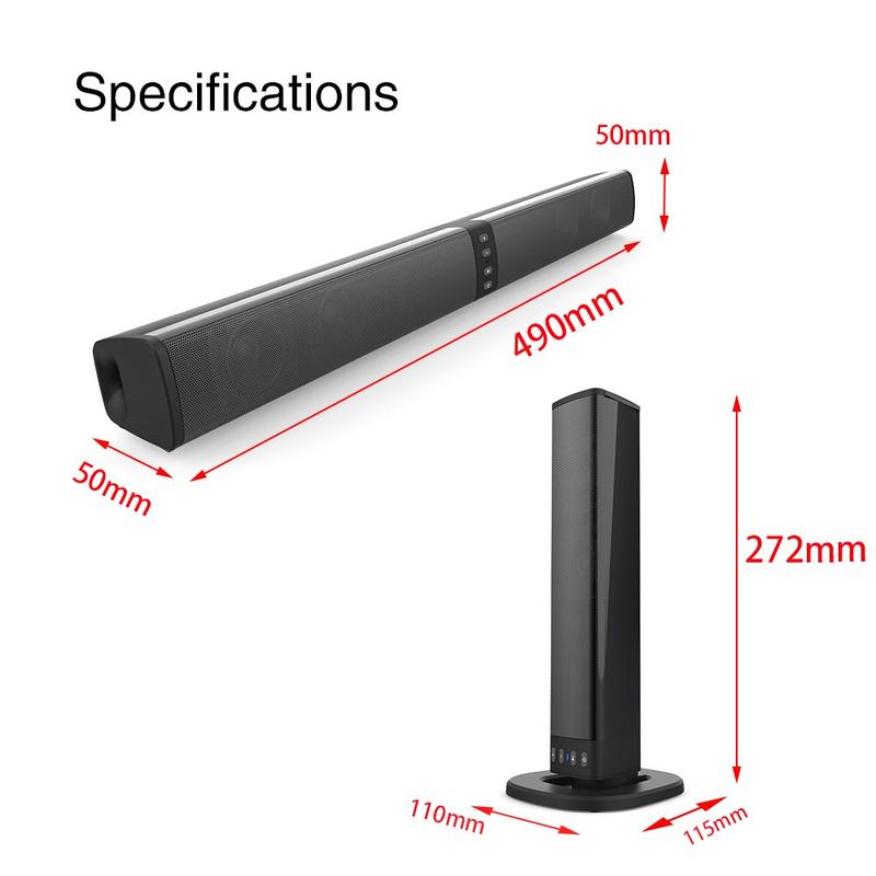 Portable Surround Sound Bar Wireless Subwoofer 2 Speaker System, 2 in 1 Multifunctional Audio Speaker, Supports Bluetooth TF Card USB , Stereo Audio Strip for TV Tablet PC Phone Home Theater Devices