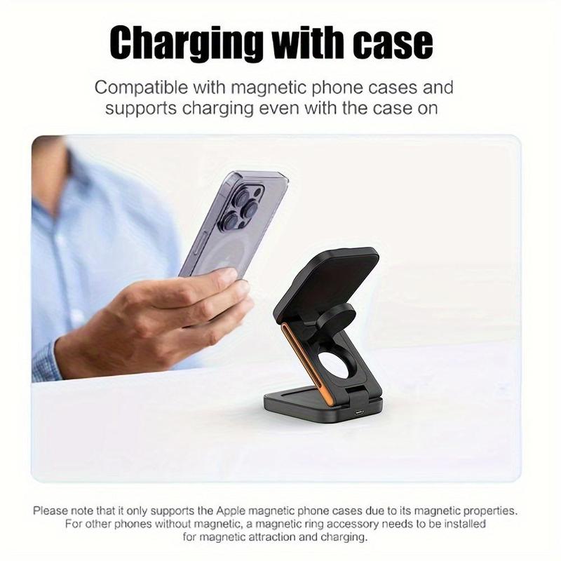 3 in 1 Wireless Charging Station, 1 Count 15W Wireless Charger Stand, Portable Wireless Charger Station Compatible with iPhone 15 14 13 12 11, Stocking Fillers Gift