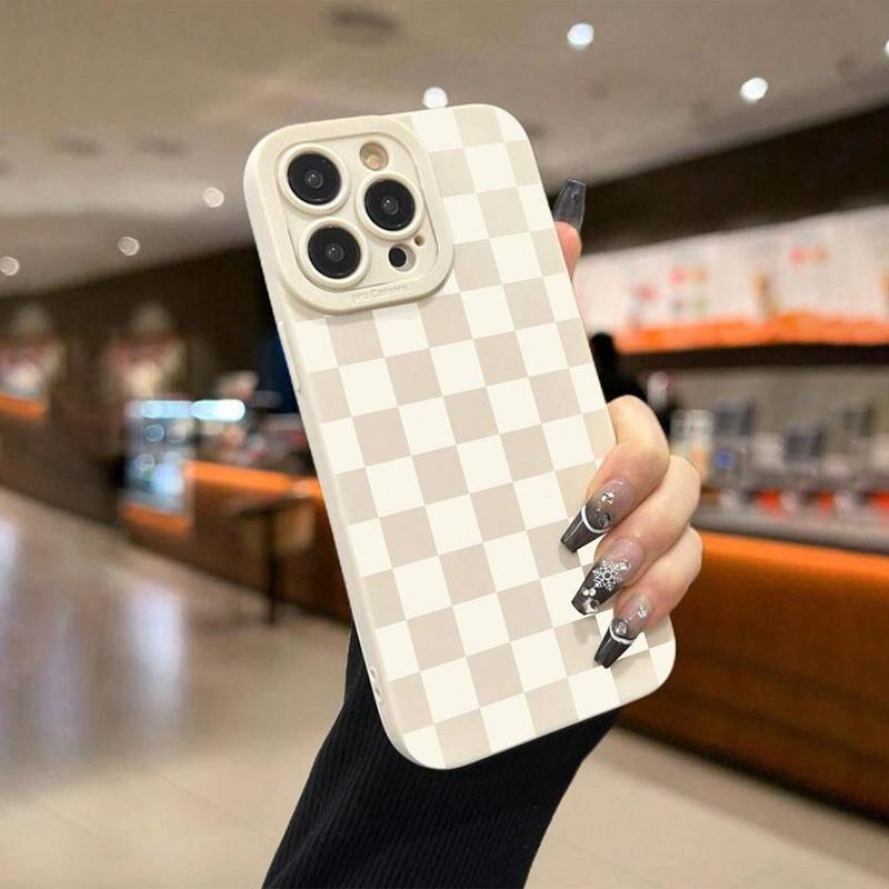 Fashion Checkerboard Pattern Phone Case, Full Body Shockproof Phone Protective Cover, Phone Accessory Compatible with iPhone 11 12 13 14 15 Series