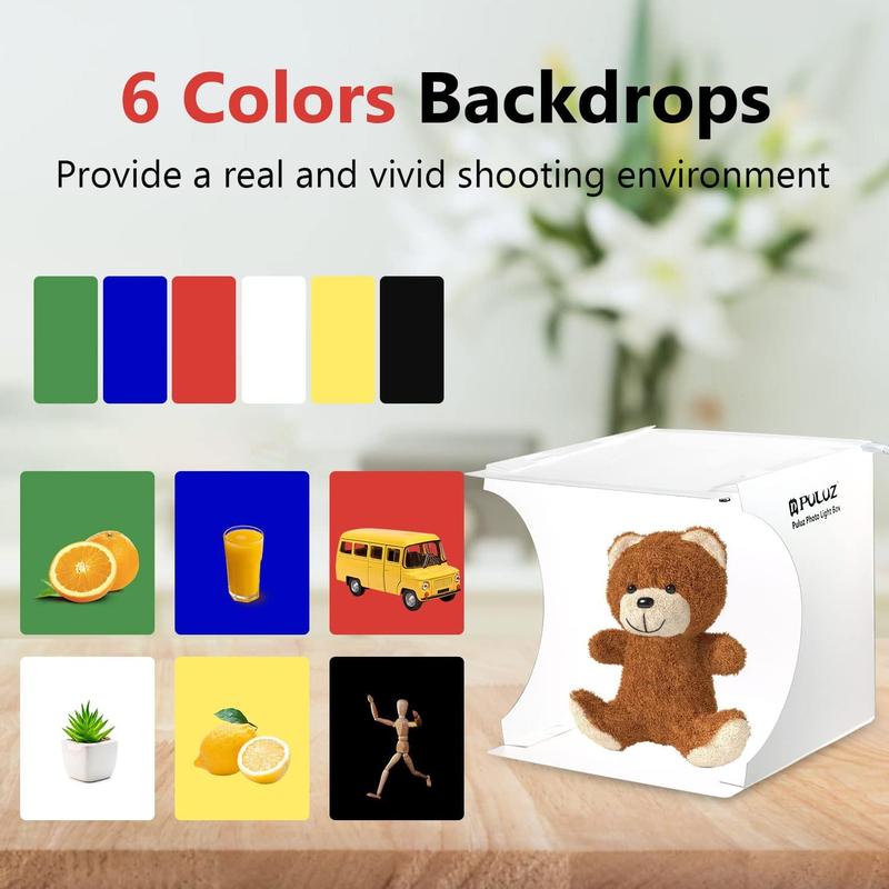 Qulable Photo Studio Box, Mini Photo Shooting Tent Kit, Foldable Photography Lighting Softbox with 6 Colors Photography Backdrops for Advertising Photography Lighting Tool (20 cm Light Box)