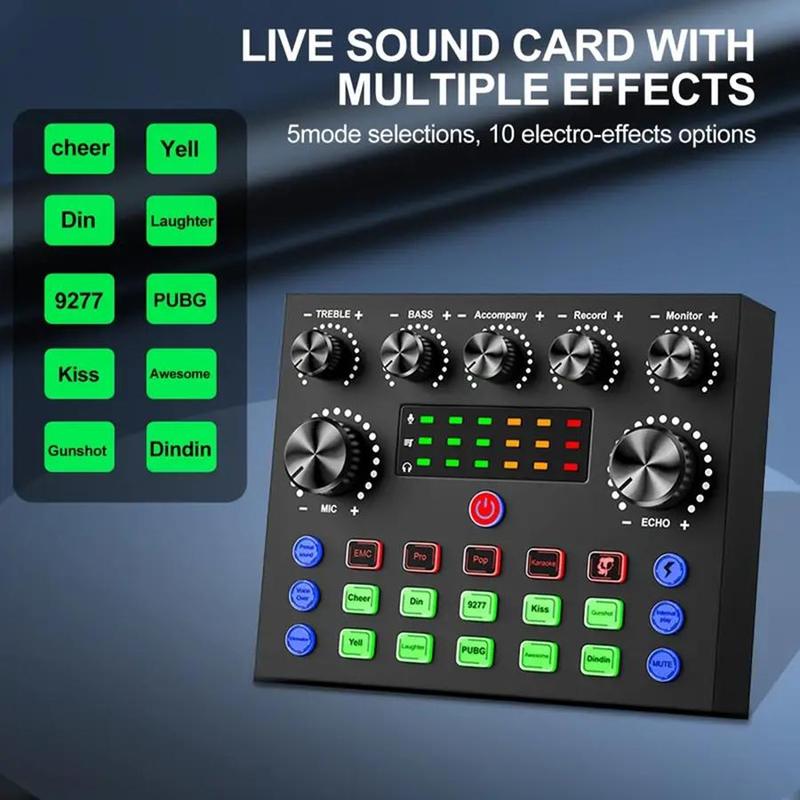 Professional Podcast Studio Equipment, USB Rechargeable Condenser Microphone with Audio Interface & Live Sound Card, Audio Equipment for Live Streaming, Microphone Set