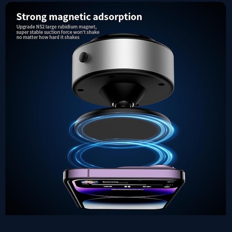 Vacuum Magnetic Suction Wireless Fast Charging Car Phone Holder, 360 Degree Rotatable Car Phone Holder, Multipurpose Car Phone Mount for Car, Wall, Mirror