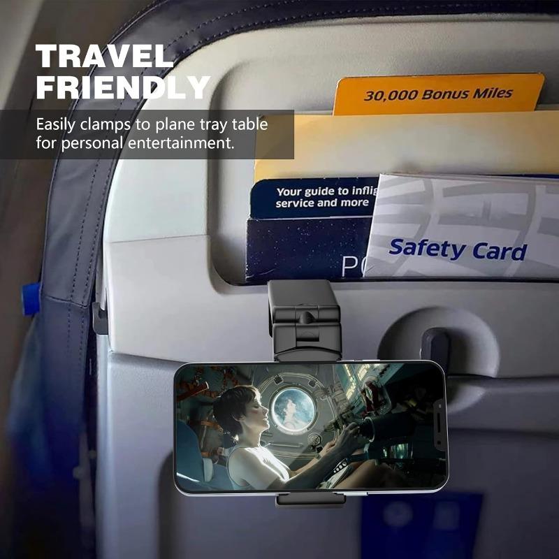 Universal Flight Aircraft Cell Phone Holder Holder. Hands-free Viewing With Multi-directional Dual 360-degree Rotation. Pocket Size Must Have Essential Accessories For Airplane Travel And Flying