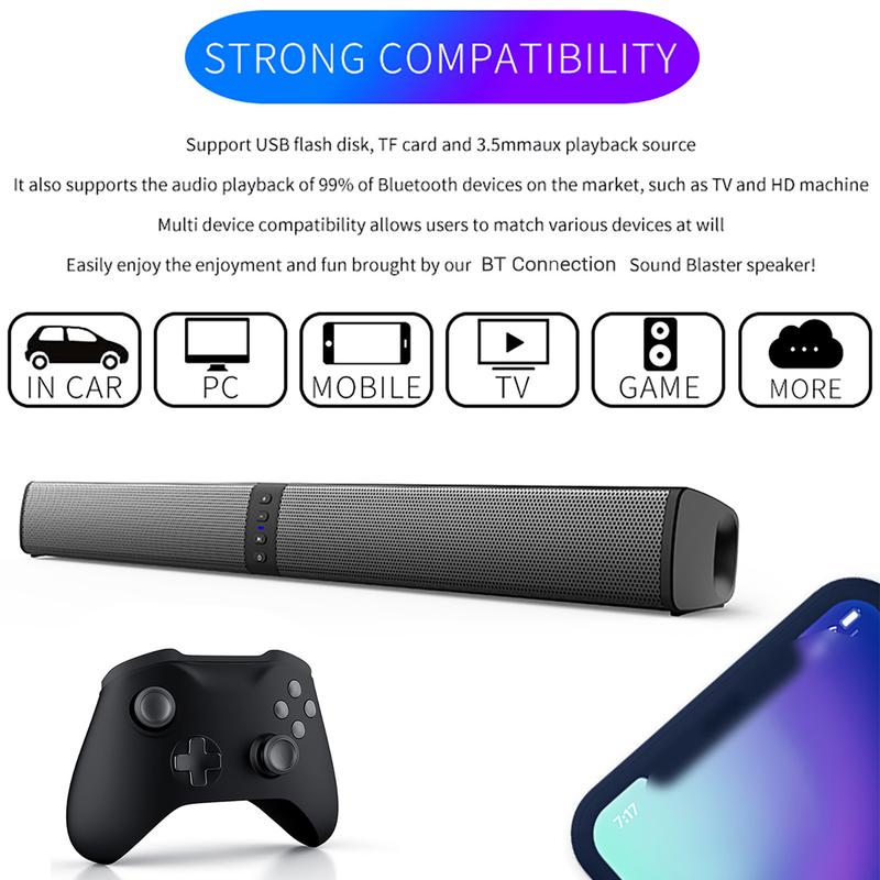 2-in-1 Separable Sound Bars for TV Buit-in 4 Subwoofers Speaker Bluetooth 5.0 Wireless TV Speaker Home Theater Audio Sound Bars