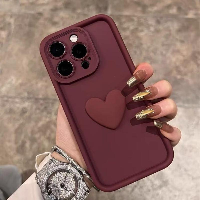 3D Heart Pattern Phone Case, Fashion Phone Protective Cover, Phone Accessory Compatible with iPhone 16 15 14 13 12 11 Plus Pro Pro Max