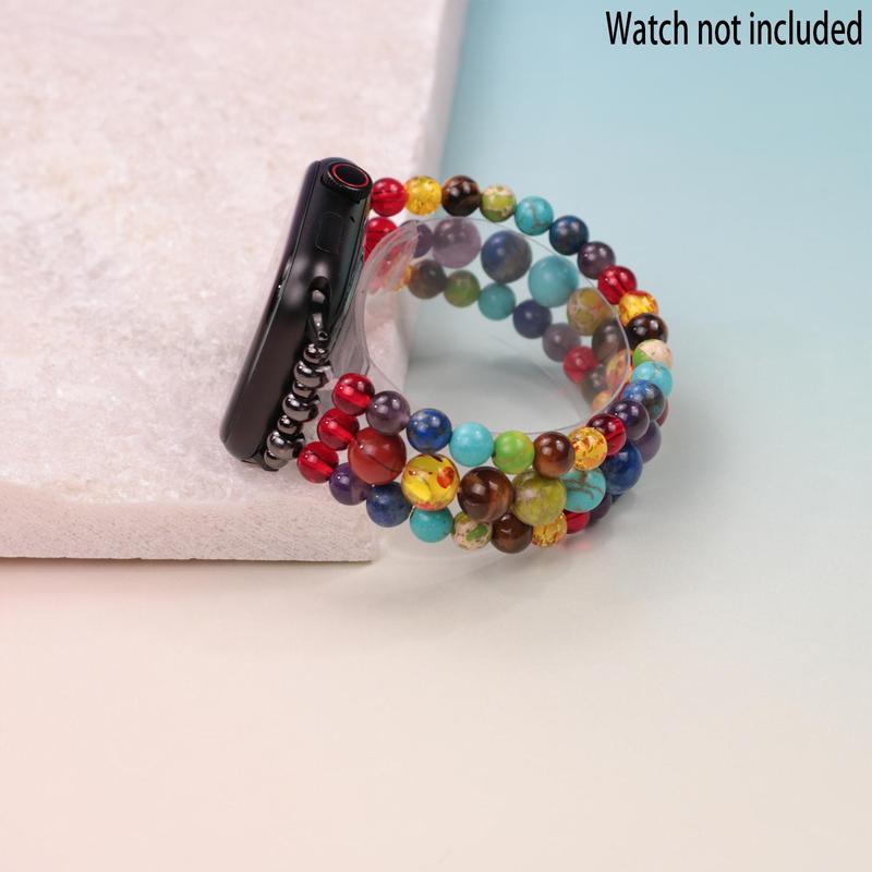 Colorful Beads Bohemian Replacement Bands, Fashionable Handmade Crystal Beads Stretch Band, Watch Band Compatible with Apple Watch 38 40 41 42 44 45 49mm