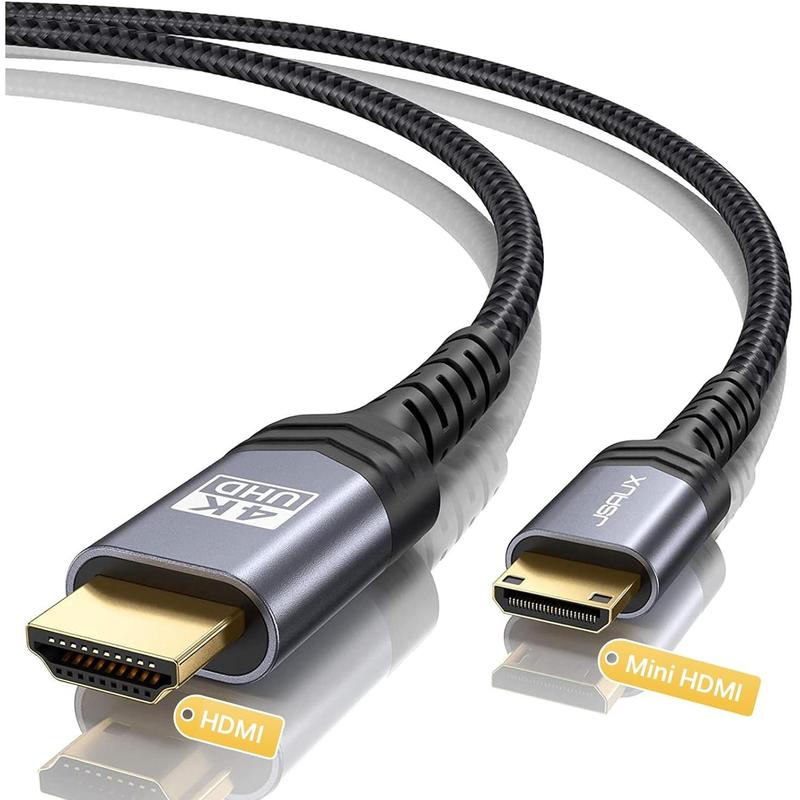 Mini HDMI to HDMI  6FT, [Aluminum Shell, Braided] High Speed 4K 60Hz HDMI 2.0 Cord, Compatible with Camera, Camcorder, Tablet and Graphics Video Card, Laptop, Raspberry Pi Zero W -Grey