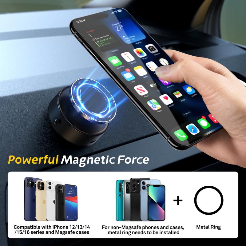 Lentorgi 360° Rotatable Car Magnetic Phone Holder, Electric Vacuum Magnetic Car Phone Holder, Car Accessories, for Windshield and Dashboard, Kitchen, Bedroom, Office, Compatible with Magsafe iPhone & Android, Christmas Gift