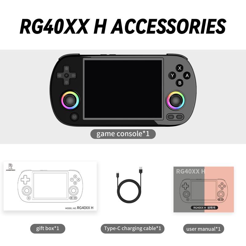 ANBERNIC RG40XXH Retro Handheld Game Console 4.0-inch IPS Screen 640*480 64G 5K+ Classic Games Linux 64-bit System Retro Games Consoles Classic Emulator 3200mAh Battery HD connection to TV  Streaming Holiday Gifts