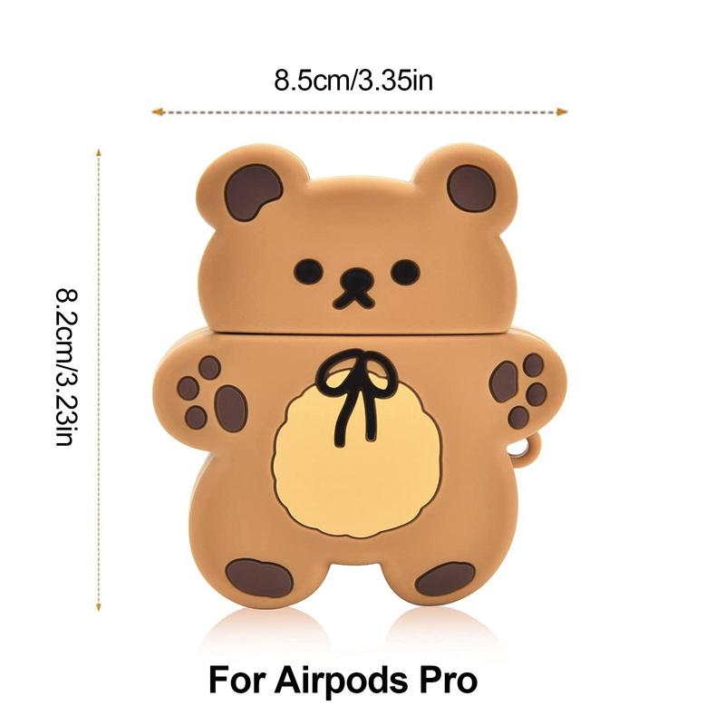 Cartoon Bear Shaped Earphone Case (1 Count), Cute Cartoon Animal Earphone Protective Case, Silicone Decorative Earphone Protector Cover With Lanyard Compatible With AirPods