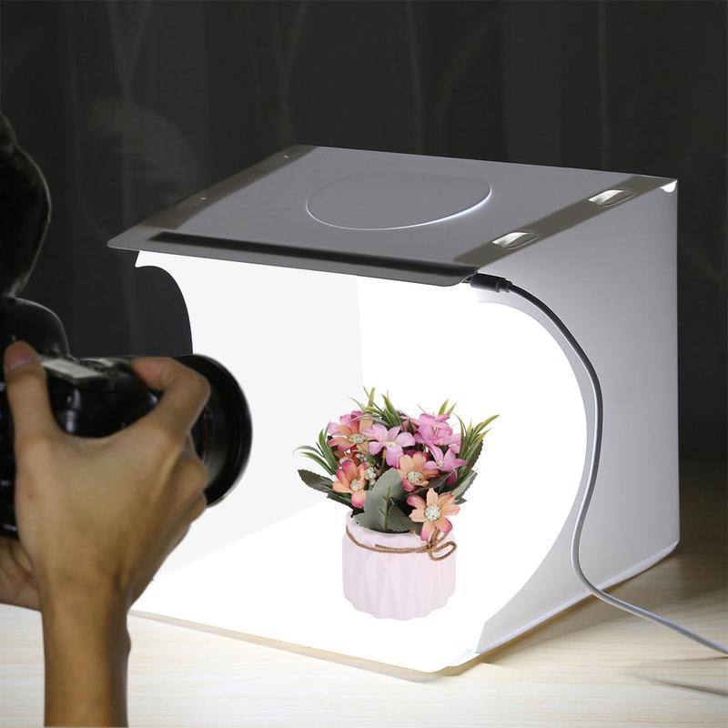 Photo Light Box, Folding Portable Photography Shooting Light Tent Kit, Photo Studio 550LM Box, White Lighting Soft Box with 1 LED Lights + 6 Color Backdrops Fabric for Product Display, Summer Essentials