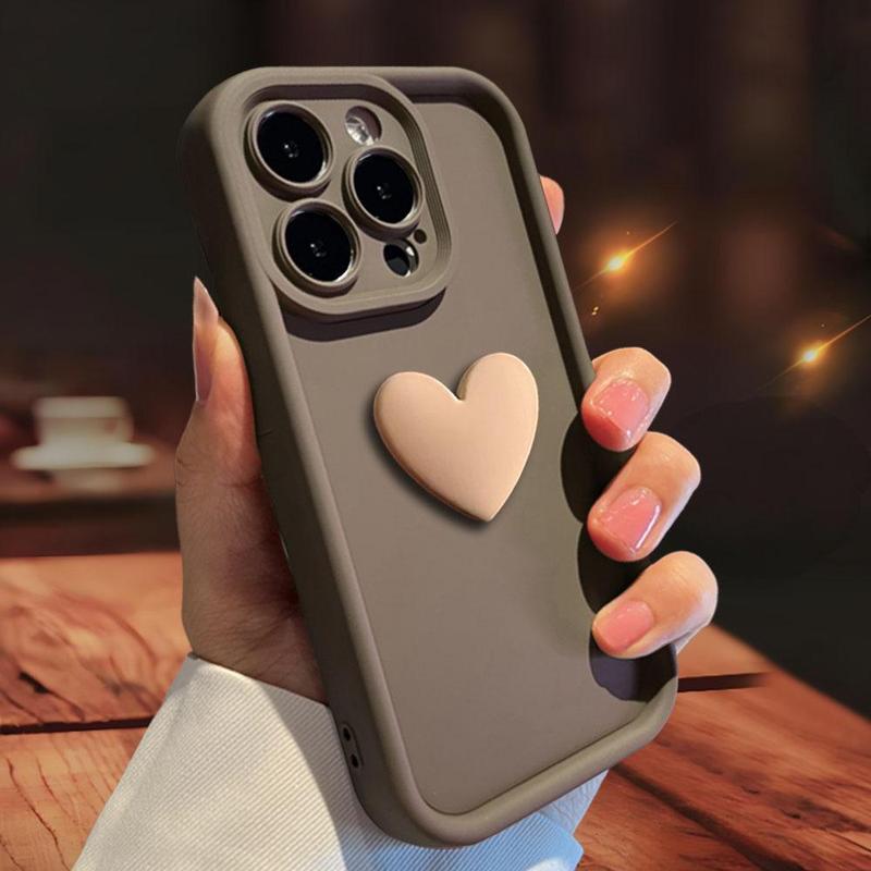 3D Heart Pattern Phone Case, Fashion Phone Protective Cover, Phone Accessory Compatible with iPhone 16 15 14 13 12 11 Plus Pro Pro Max