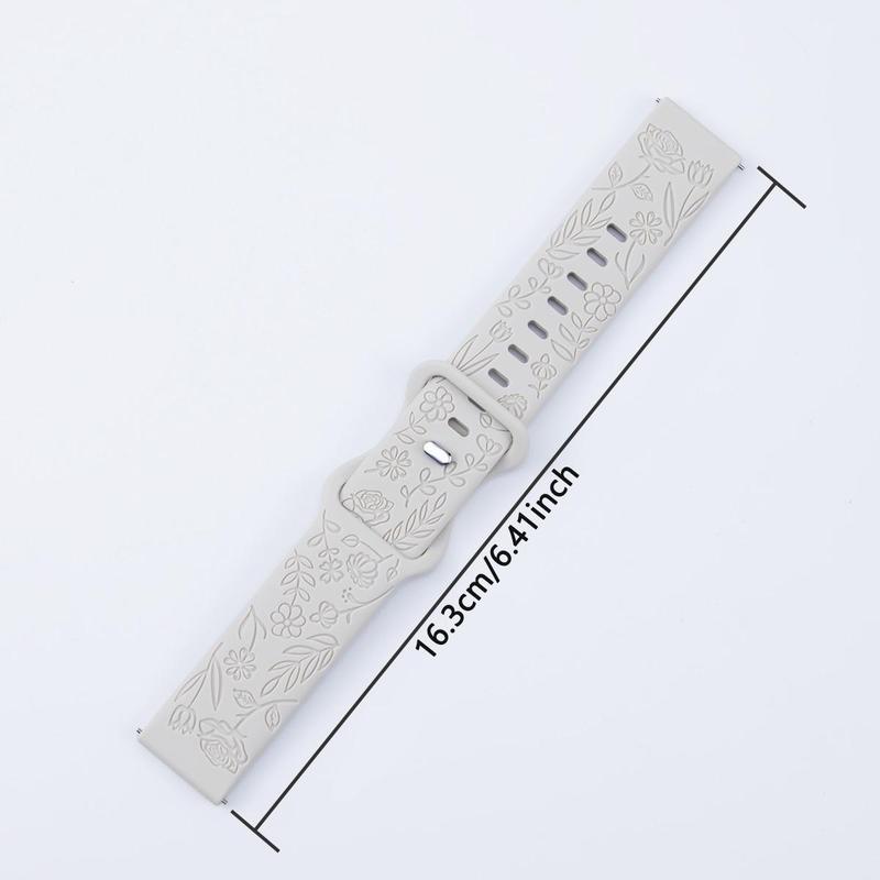 Flower Pattern Silicone Watch Band, Soft & Comfortable Watch Band, Fashion Wearable Accessories Compatible with Samsung Watch6 & Huawei GT3 Series